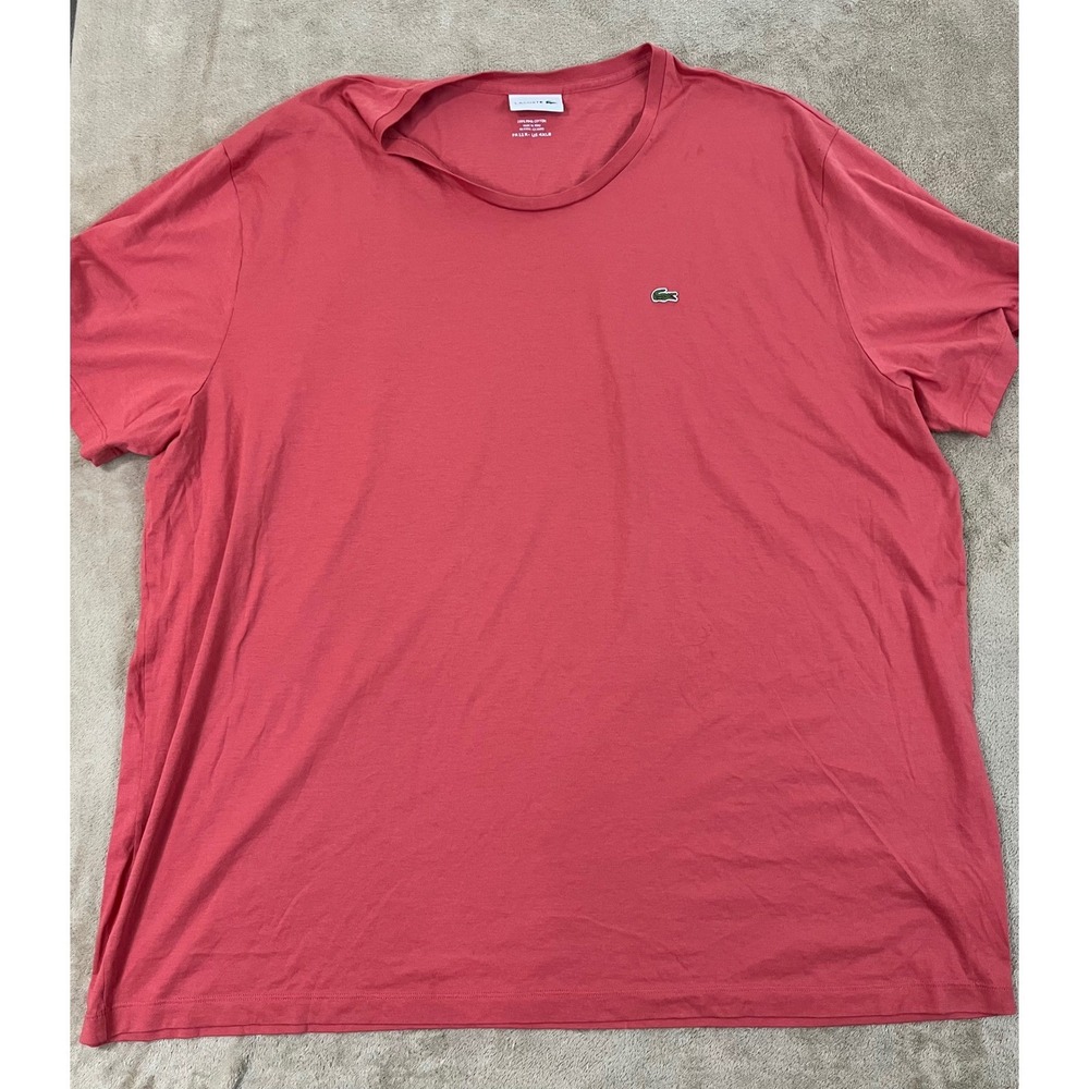 Lacoste T-Shirt Men's 4XLB-Big Coral Pink Pima Cotton Short Sleeve EUC